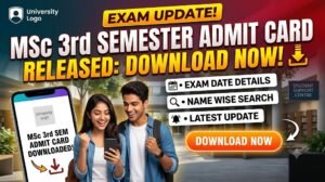MSc 3rd Semester Admit Card 2026