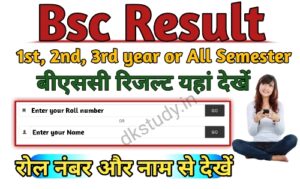 B.sc Result 2024 (बीएससी रिजल्ट) Bsc 1st, 2nd, 3rd year Result 2024, बीएससी रिजल्ट जारी > dkstudy.in