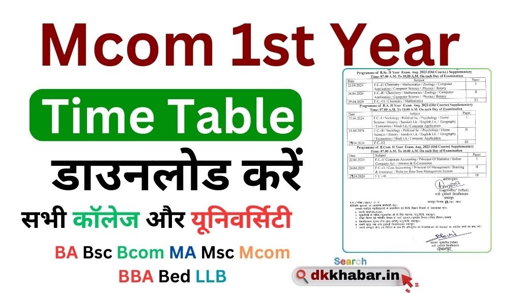 Mcom 1st year Time Table 2026