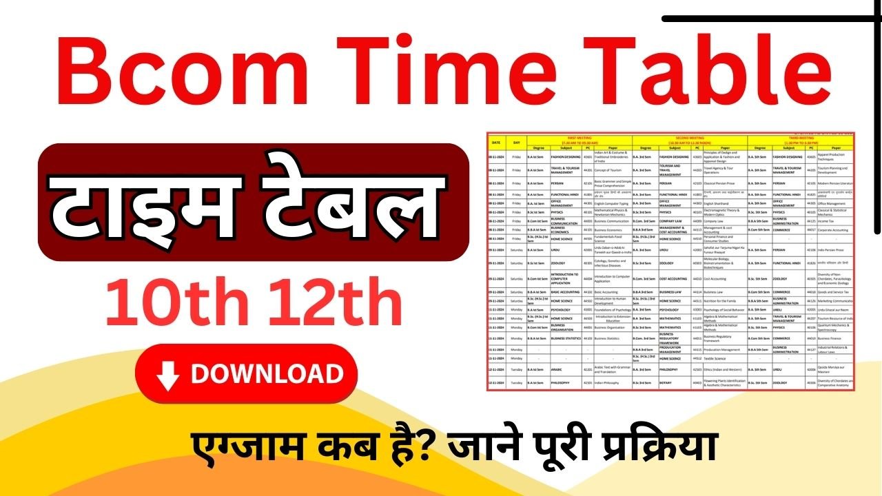 B.com Time Table 2026