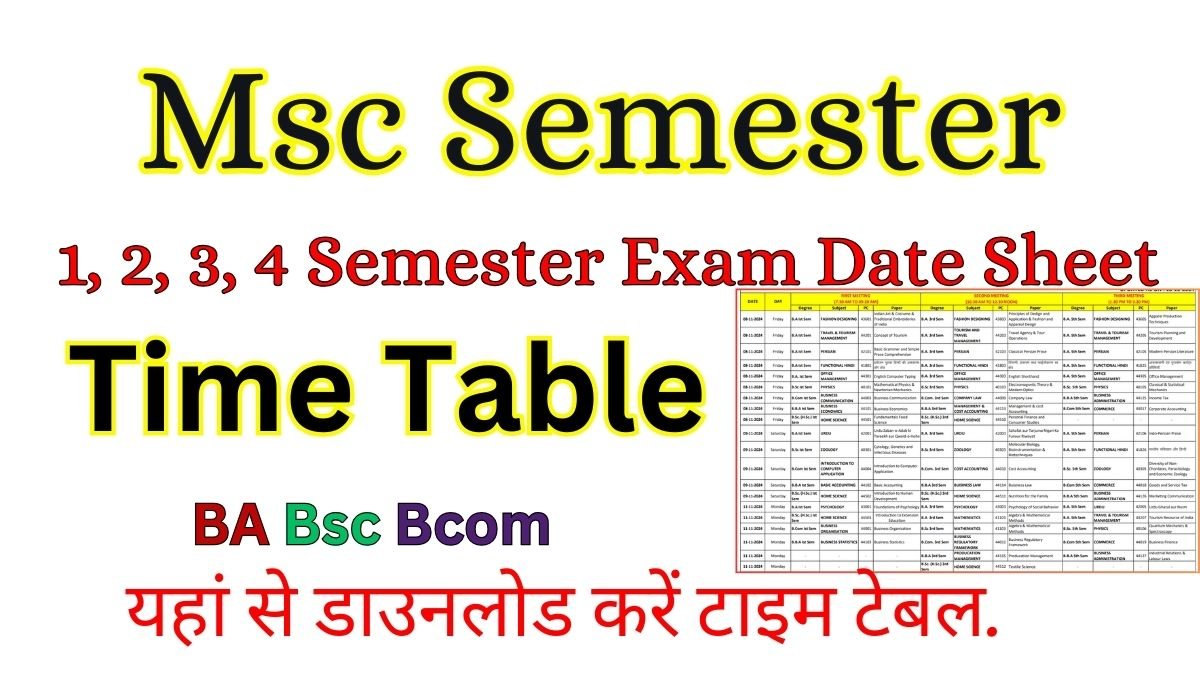 Msc Semester Time Table 2026