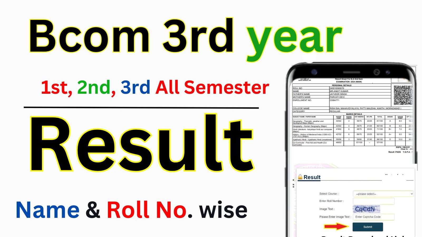 Bcom 3rd year Result 2026