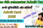 MSc 4th Semester Admit Card 2026