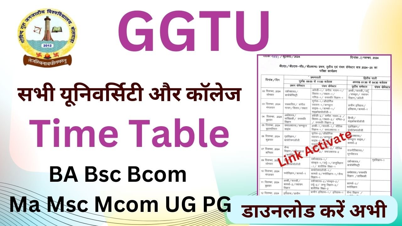 GGTU Time Table 2026