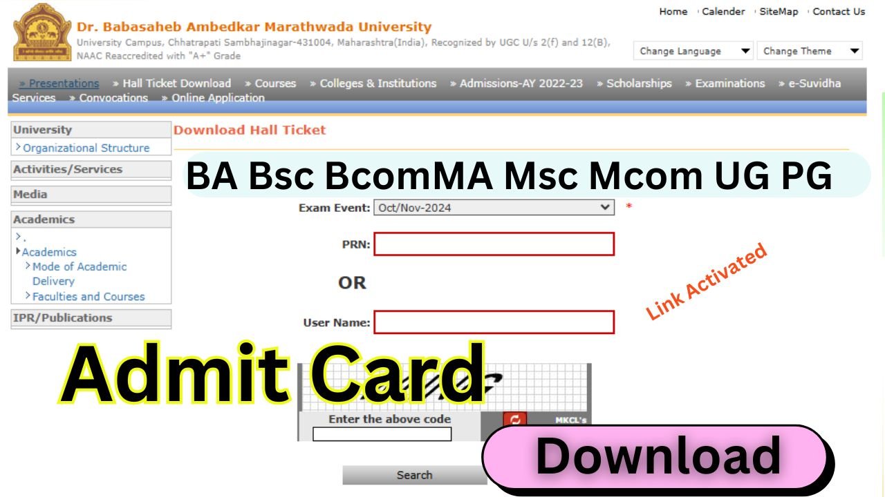 BAMU Hall Ticket 2026