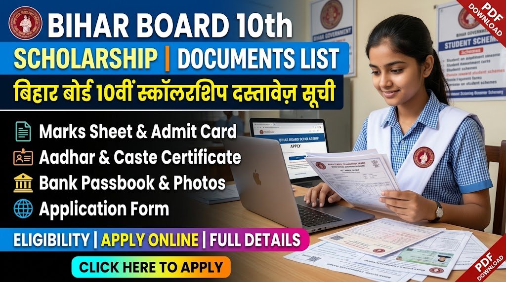Bihar Board 10th Pass Scholarship Documents List 2026