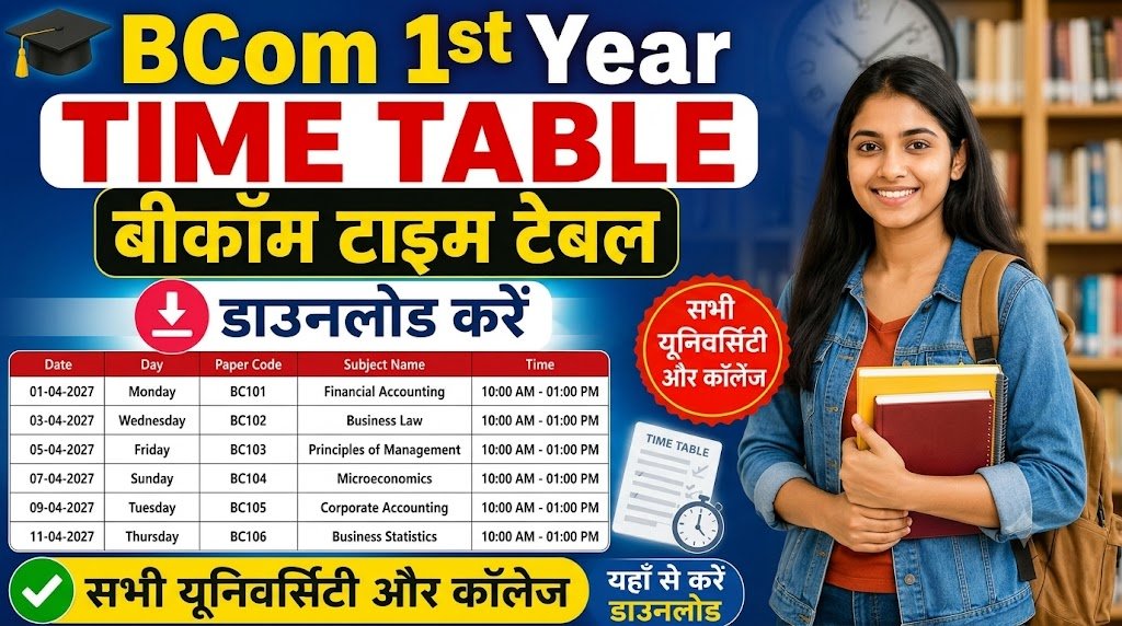 BCom 1st Year Time Table 2026