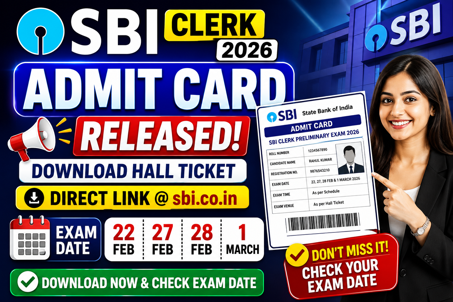 SBI Clerk Admit Card 2026