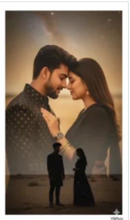 Romantic Double Exposure Couple Photo