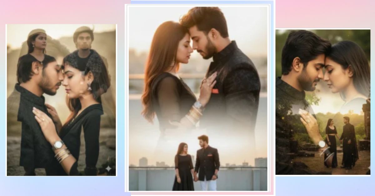 Romantic Double Exposure Couple Photo