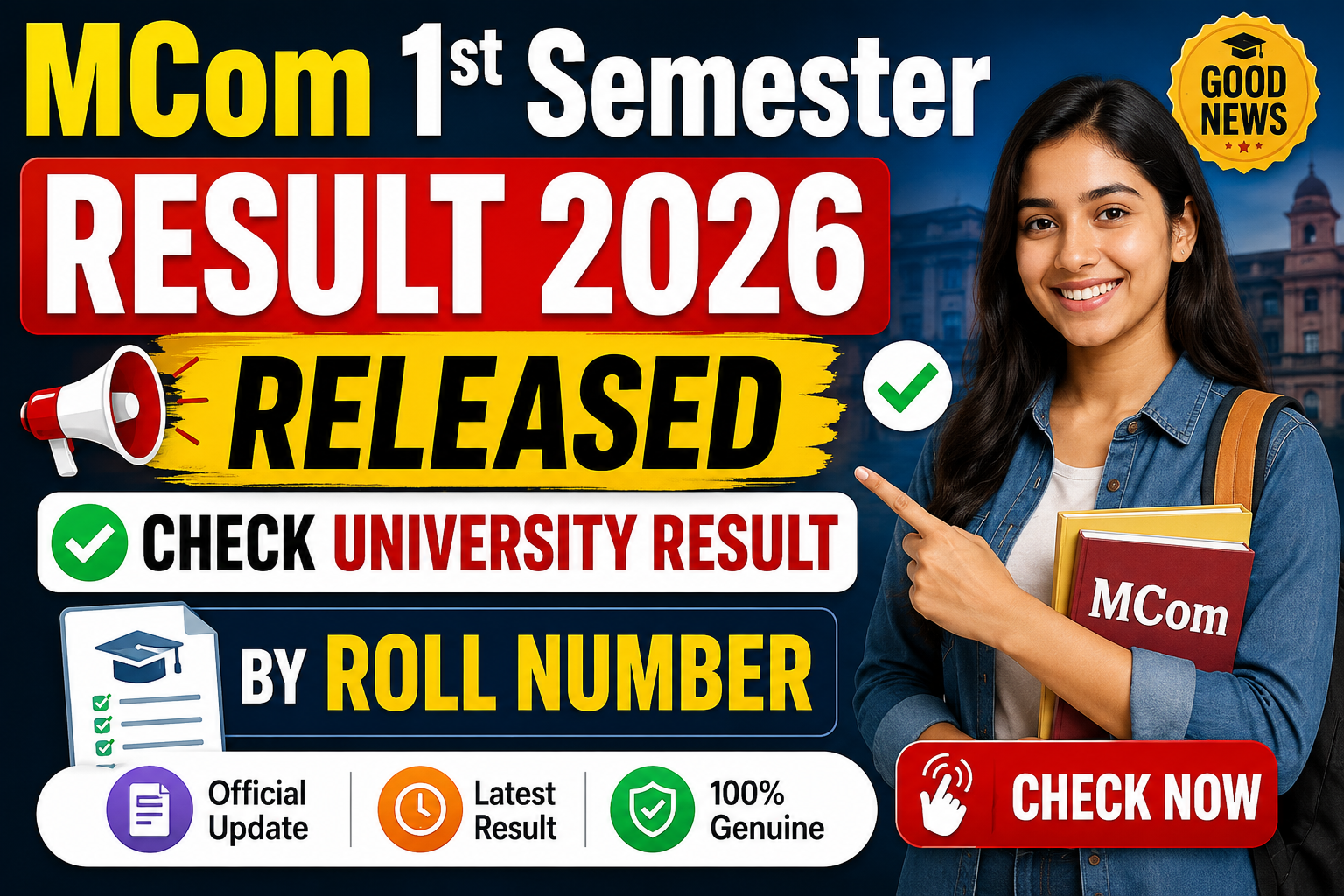 MCom 1st Semester Result 2026