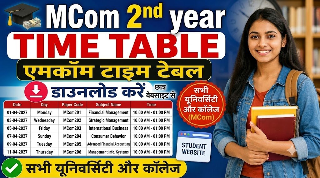 Mcom 2nd Year Time Table 2026